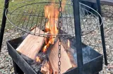 Cuckoo's Nest Tree House fire pit at Florence Springs Glamping Village - luxury glamping near Tenby, Pembrokeshire, South West Wales